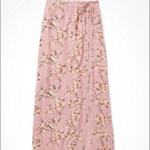 Long pink floral skirt